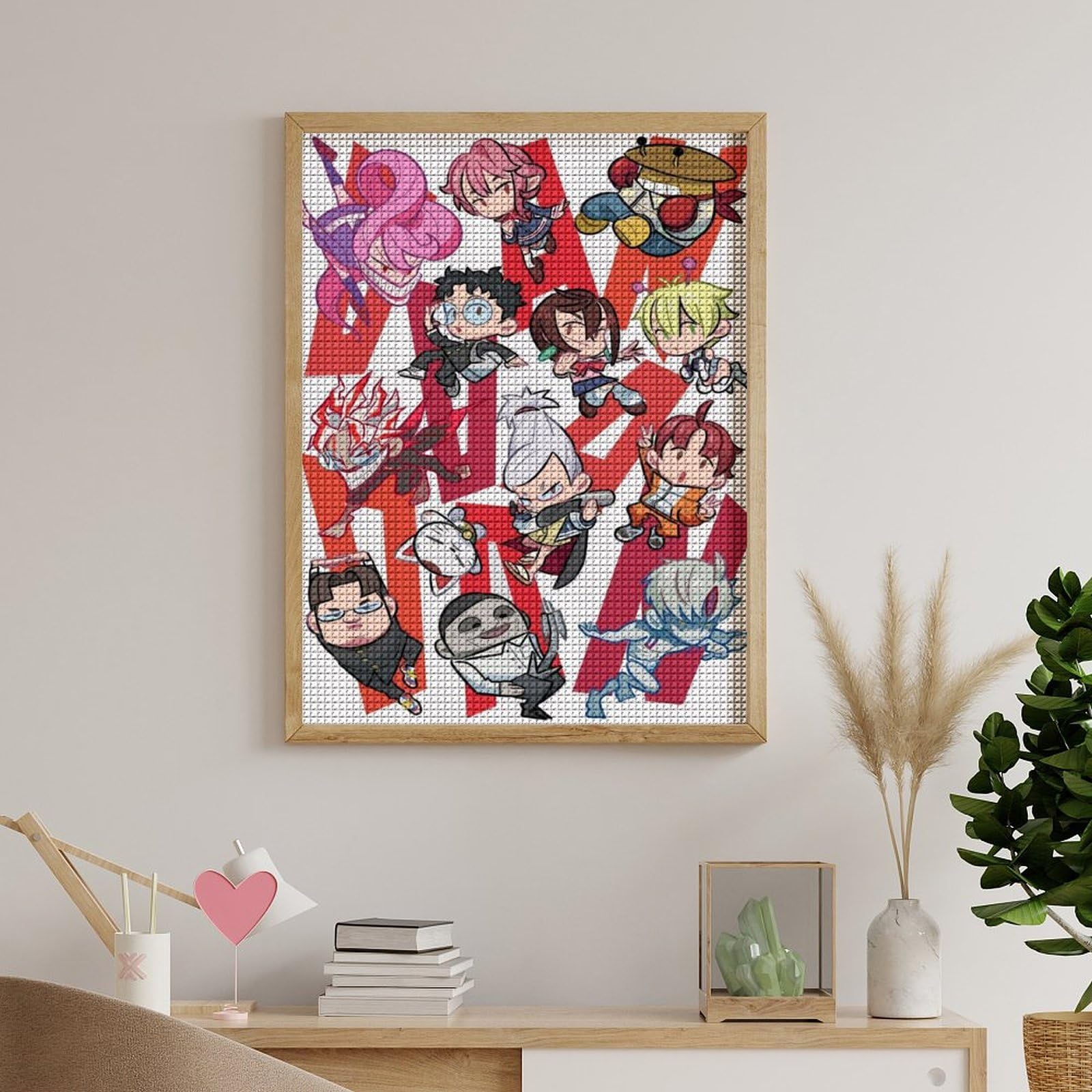 絵 アート プリントTiki ティキ 赤 モダン キリン・チーター・尾長鳥 / 3/ Red RUBUNI Mサイズ ティンガ